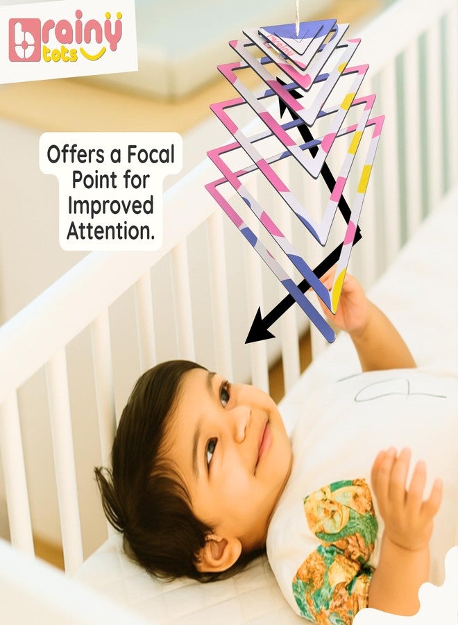 Brainytots Spiral Hanging Toy Mobile | Hanging Mobile for Baby 0-6 Months | Dual-Sided Black-&-White + Color | Wooden Cot Mobile Hanging Toy | Cradle Toys Hanging | Bed Hanging Toys ASIN (Triangle) - Image 5